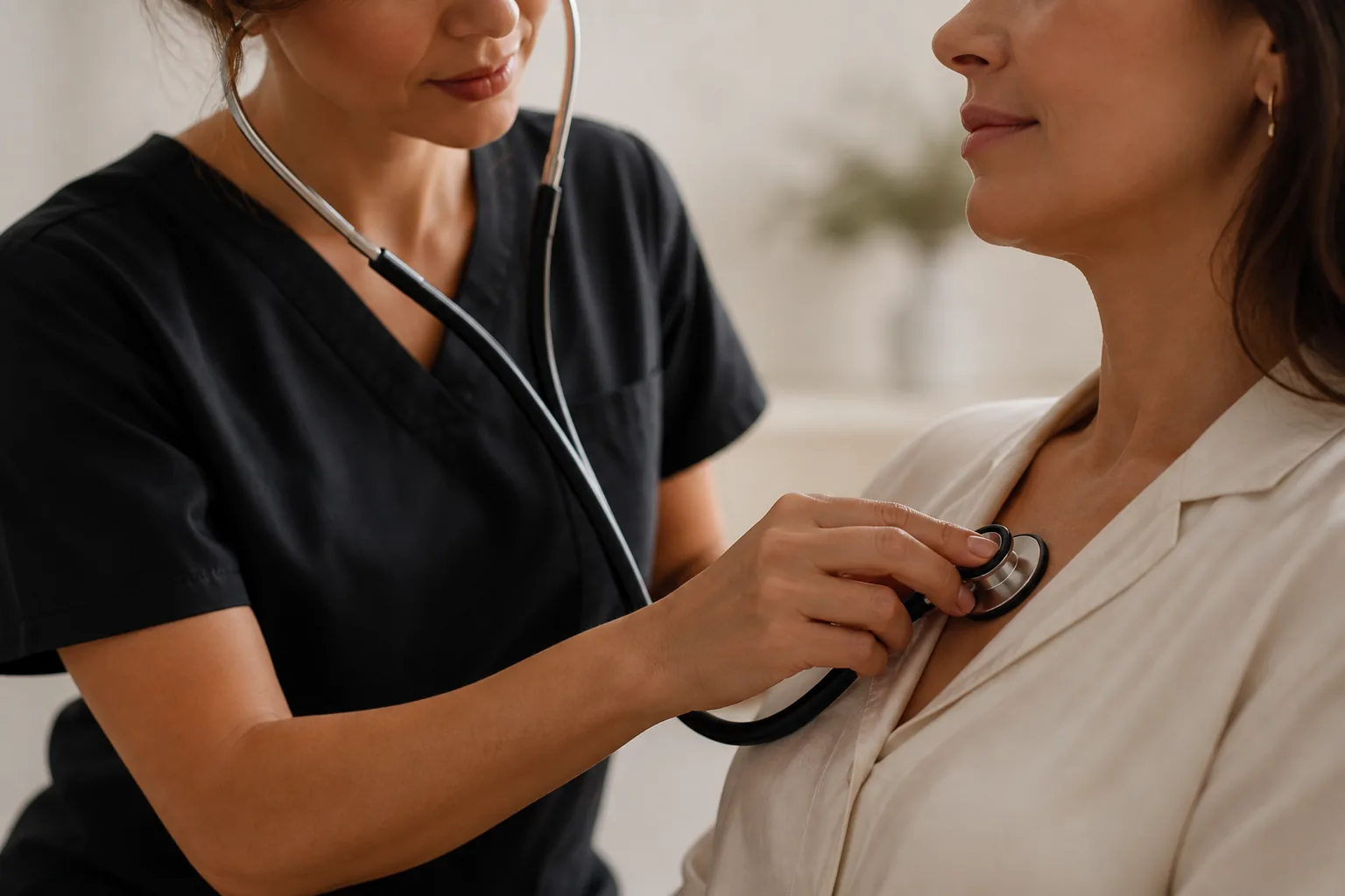 A nurse checking on a client during an in-home visit